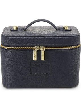 Chic Mini Vanity Case in Navy - Stylish Travel Makeup Bag Organizer with